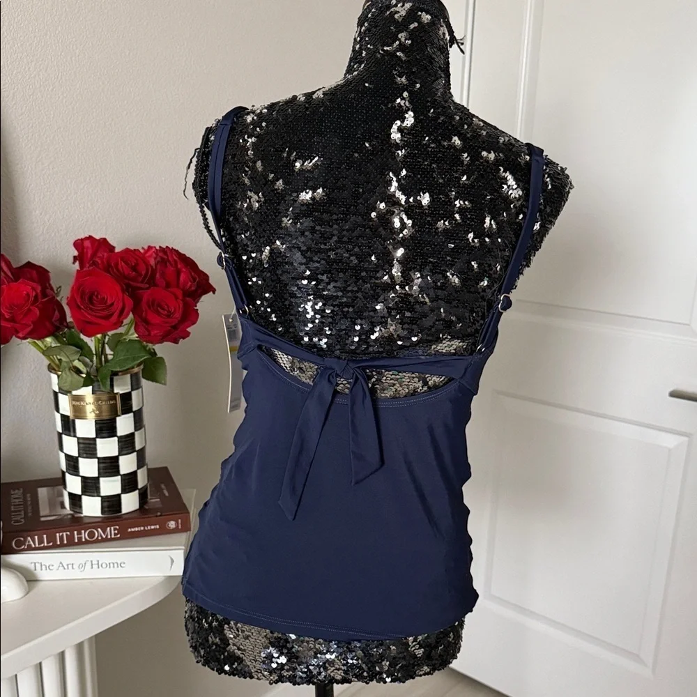 Anne Cole Navy Ruched swim  Top